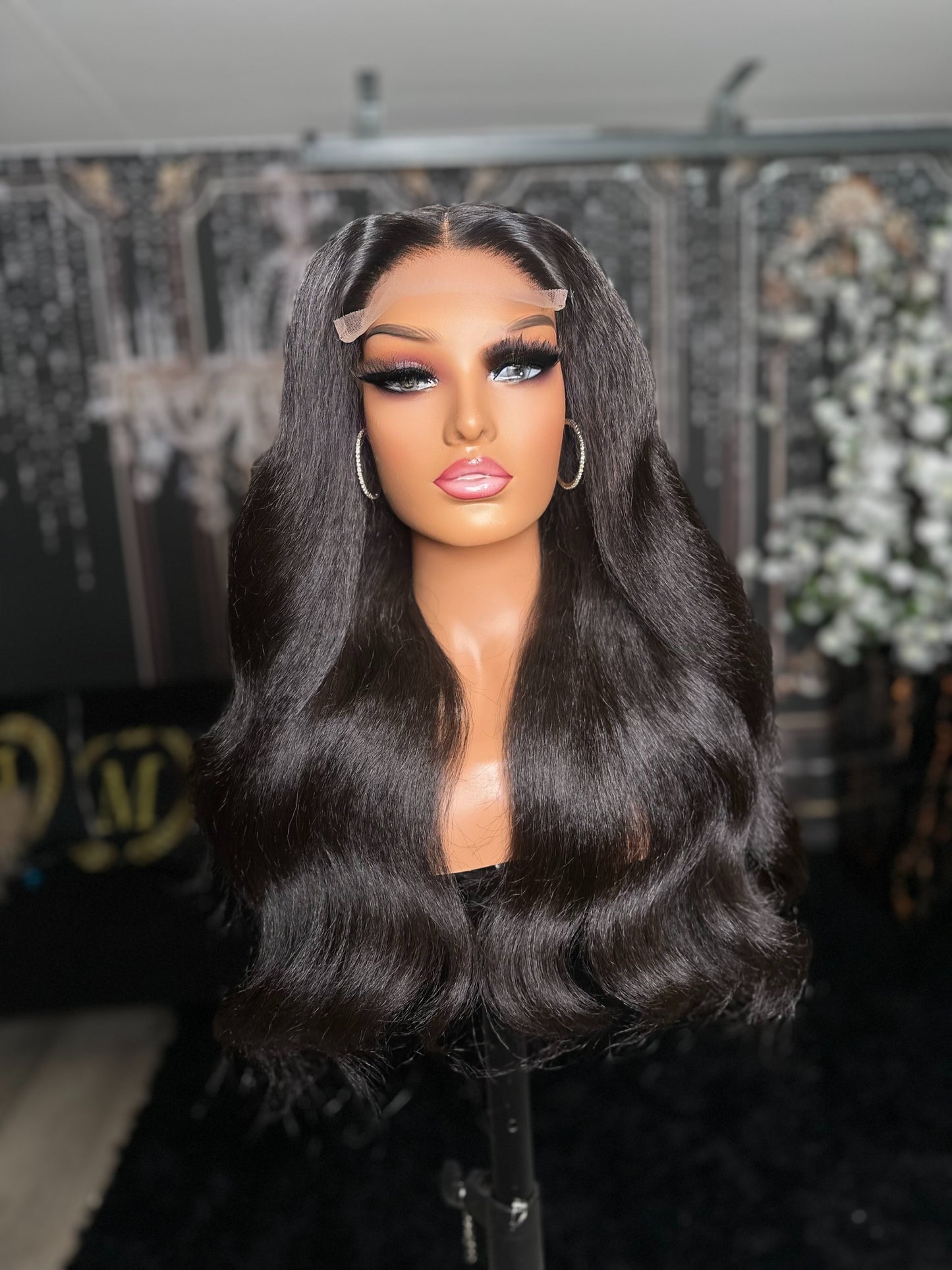 22” raw hair Kinky Straight Natural Black Luxury HD Wig