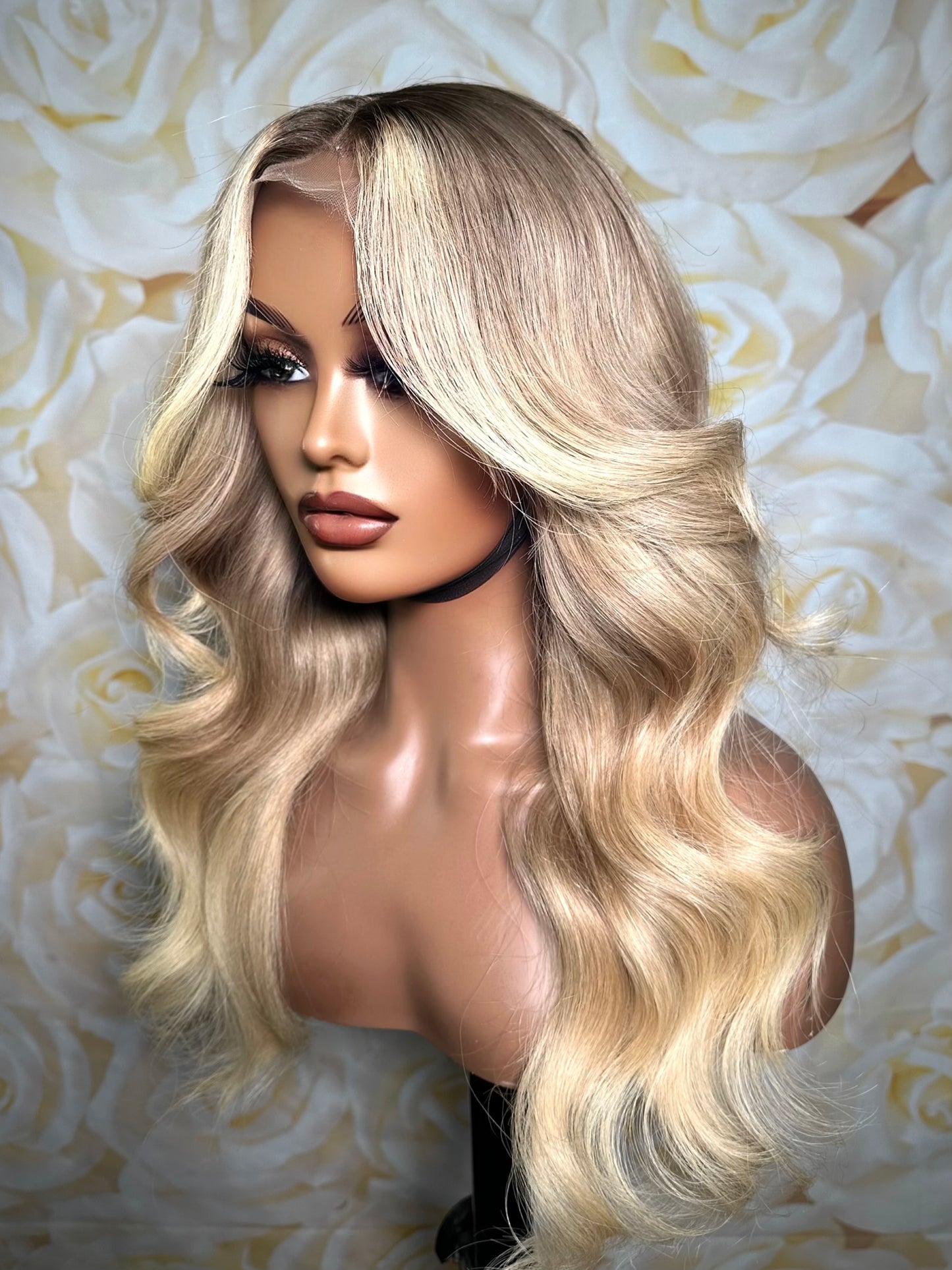 NINA Blonde with dark rootLuxury HD Wig rawhair