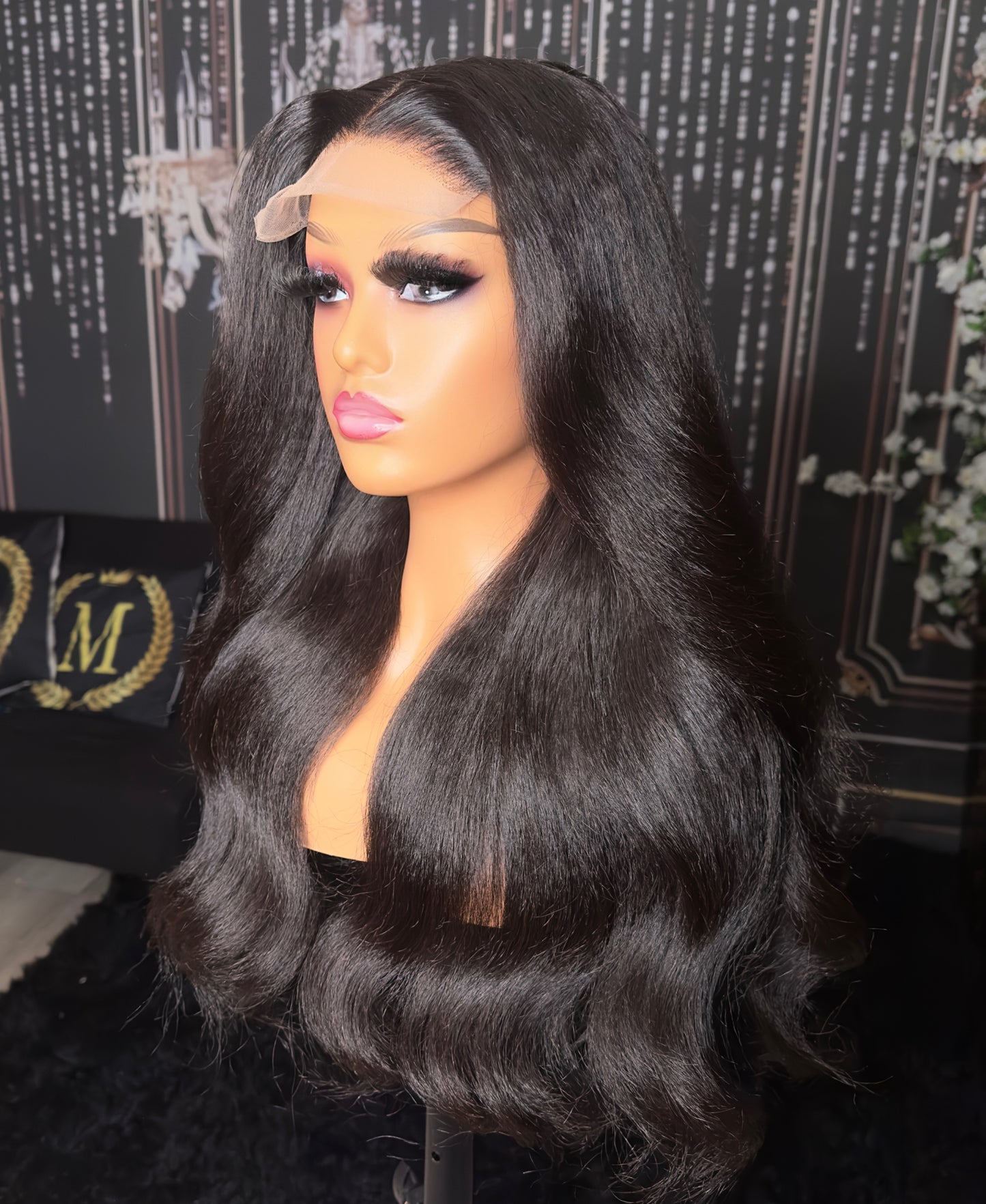 22” raw hair Kinky Straight Natural Black Luxury HD Wig