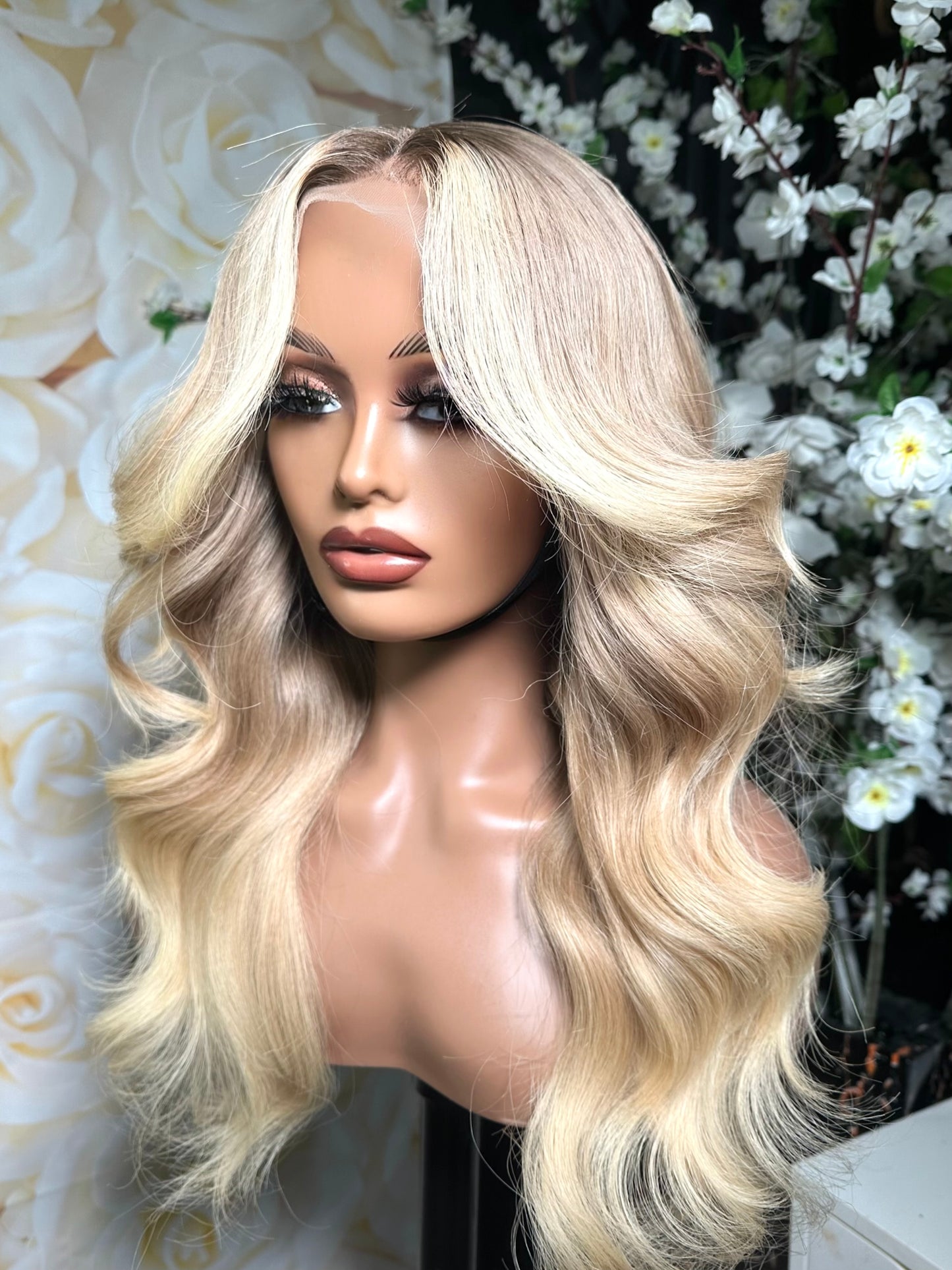 NINA Blonde with dark rootLuxury HD Wig rawhair