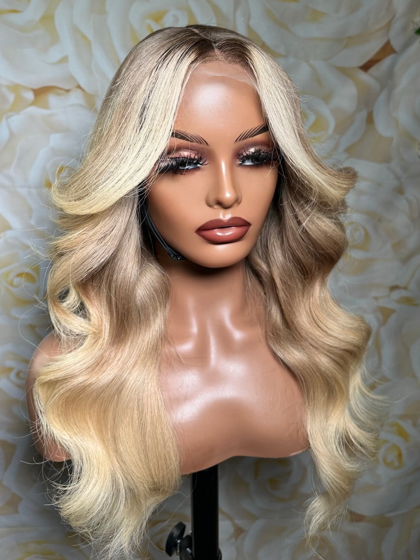 NINA Blonde with dark rootLuxury HD Wig rawhair