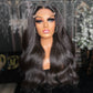 22” raw hair Kinky Straight Natural Black Luxury HD Wig