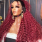 22” deep wave Burgundy transparent