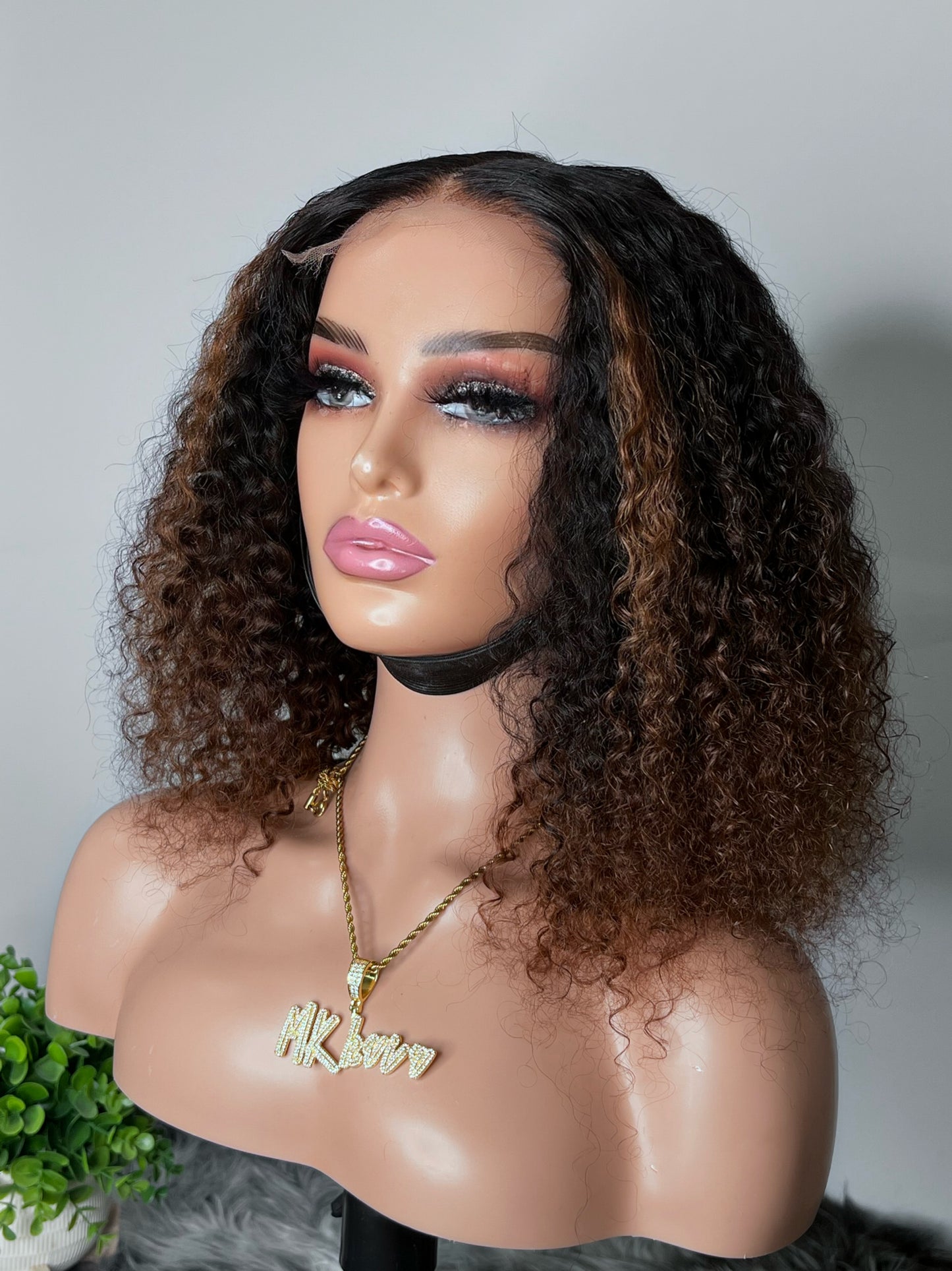 12” deep curly Luxury HD Wig Closure