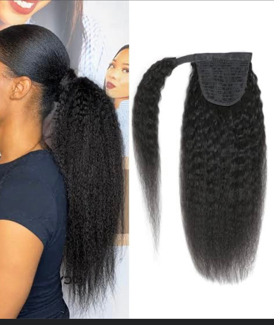 20” kinky straight ponytail